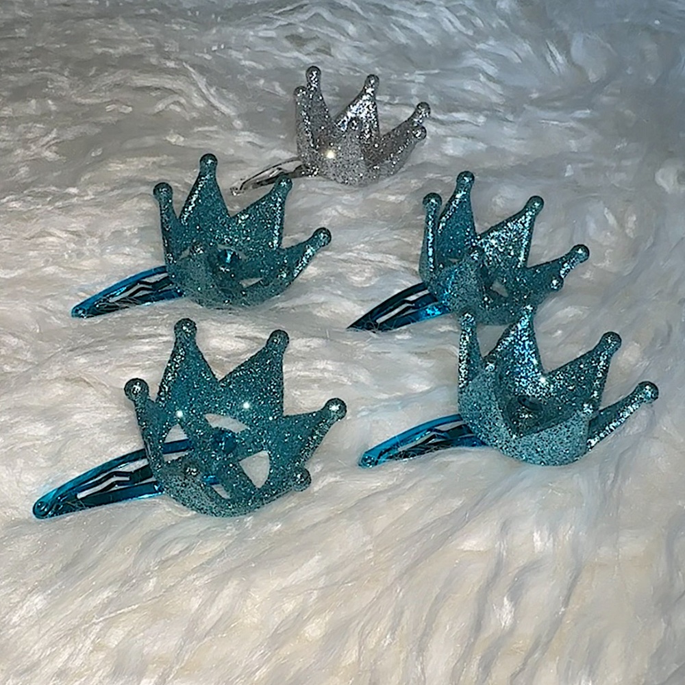 Shimmer Crown Hair Clips (Set of 5)♛